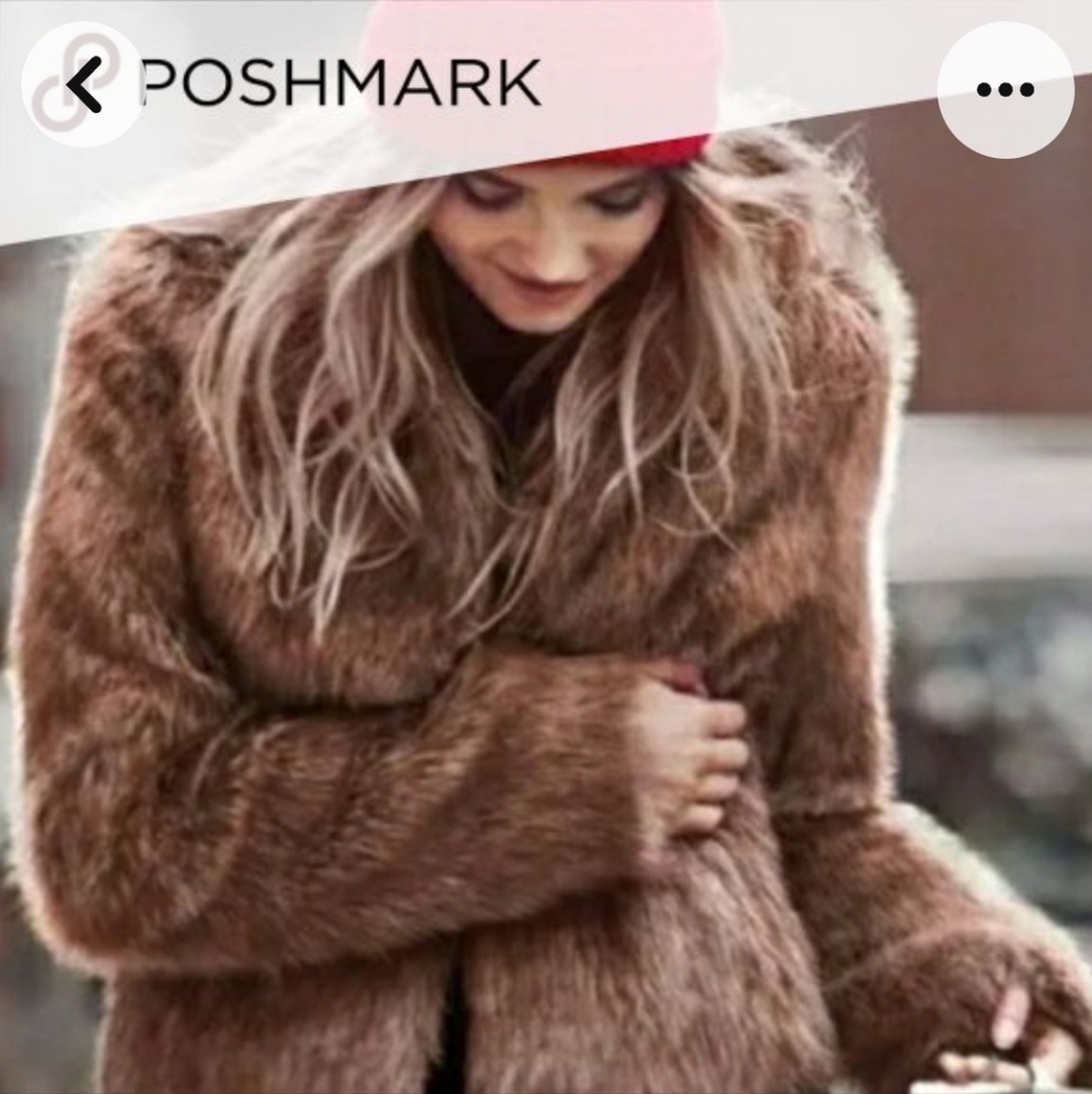 Abercrombie and Fitch lined vegan fur coat. Brown